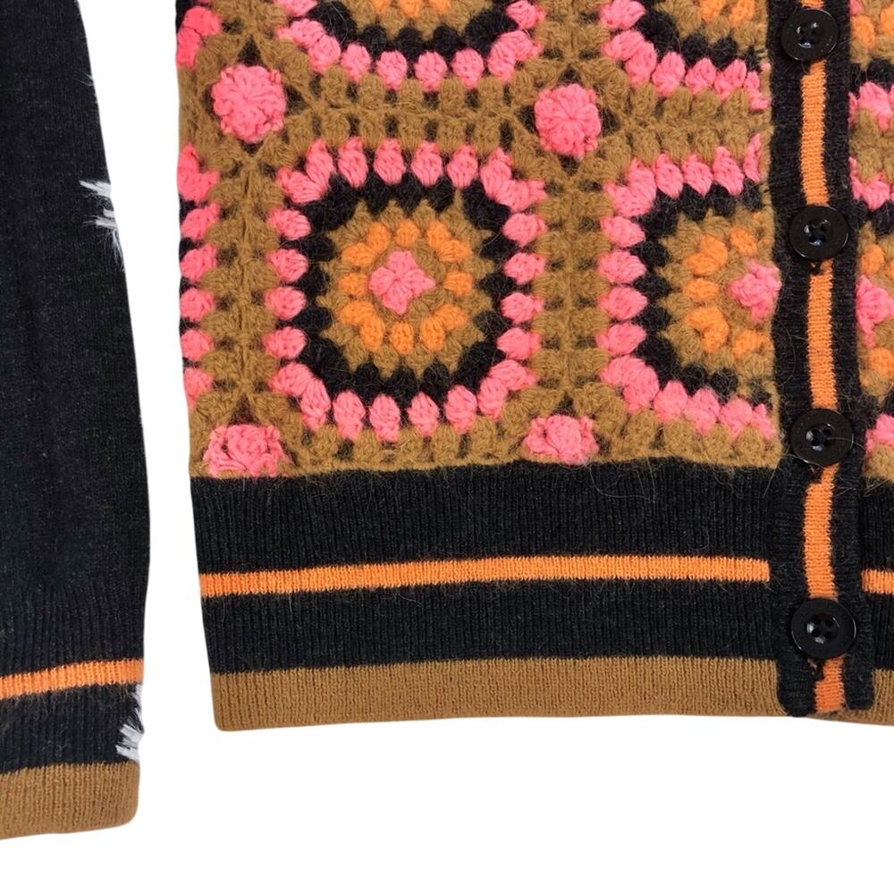 JY2k Juicy Couture Crochet Granny Square Wool Cashmere Cardigan Button Front - Picture 13 of 16